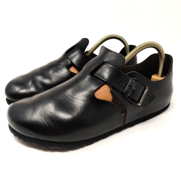 Birkenstock London Clogs Shoes Size 40 US 9 Black Leather Classic Comfort *Read - Picture 1 of 16